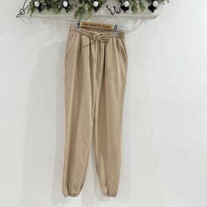 MESHKI Brown Drawstring Waist Joggers Pockets Small Neutral Nude Wardrobe